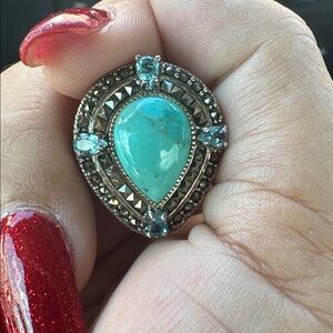 Turquoise 925 and Silver Statement Ring